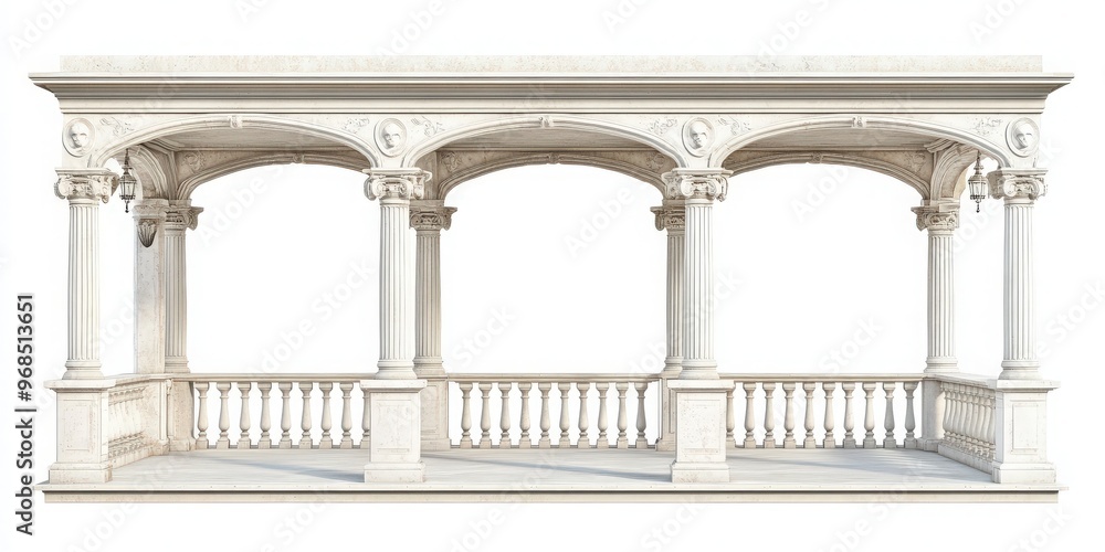 Fototapeta premium Elegant architectural structure featuring classical columns and arches, ideal for interior or exterior design applications.