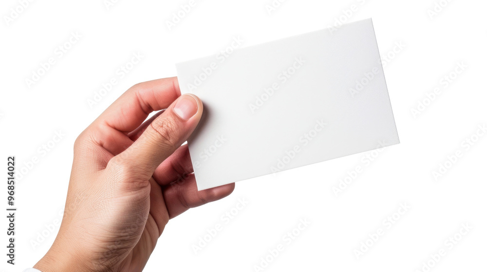Hand hold blank card on transparent background Hand hold blank card on transparent background