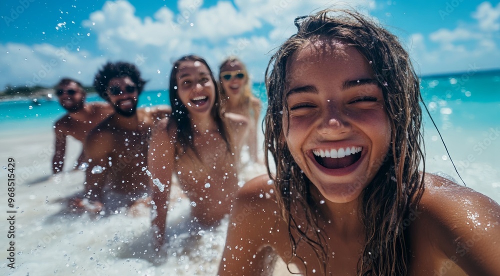 a group of young people having fun on the beach, enjoying their time together a group of young people having fun on the beach, enjoying their time together