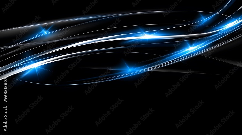 Abstract Blue and White Swirling Lights on Black Background Abstract Blue and White Swirling Lights on Black Background