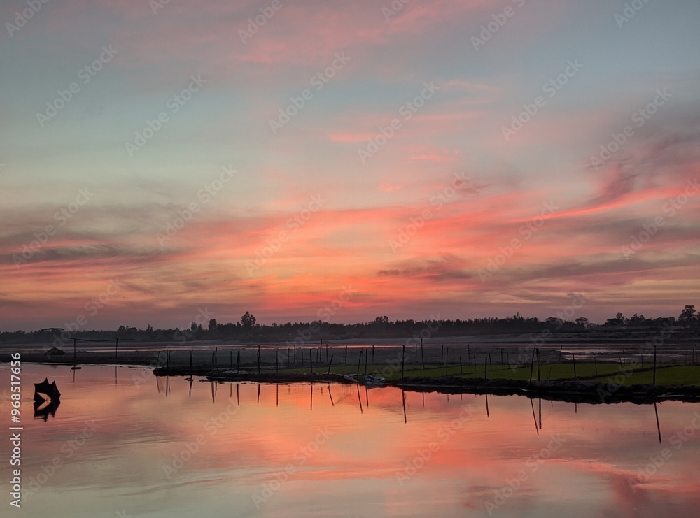 Fototapeta premium sunset on the river