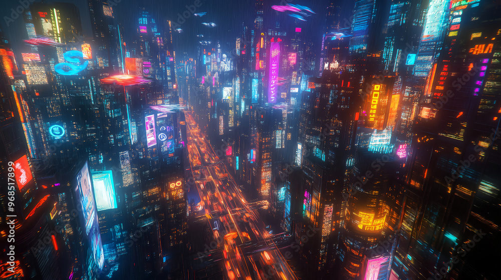 a beautiful colorful busy city aerial view at night and city lights a beautiful colorful busy city aerial view at night and city lights