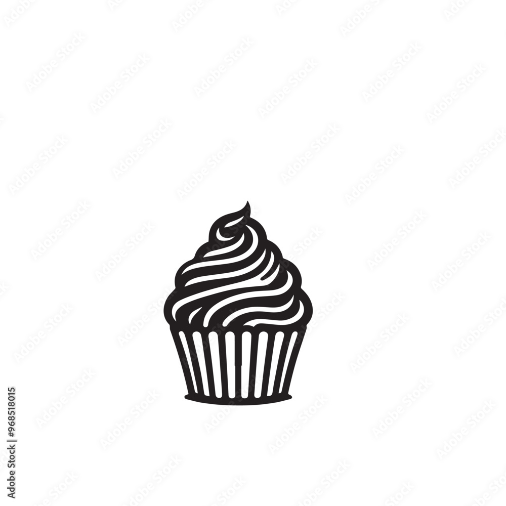Cupcake silhouette. Delicious cupcake vector illustration black and white. Cupcake logo. Cupcake silhouette. Delicious cupcake vector illustration black and white. Cupcake logo.