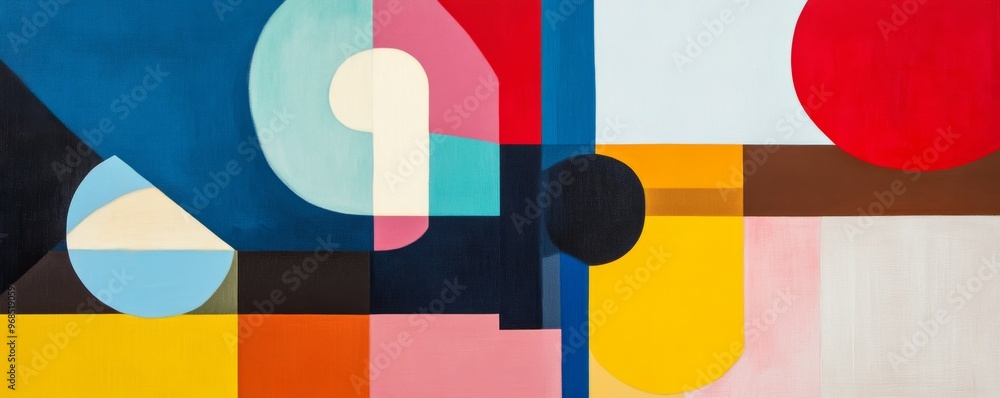 Abstract geometric shapes in vivid colors, modern art composition. Creative design and visual impact concept Abstract geometric shapes in vivid colors, modern art composition. Creative design and visual impact concept