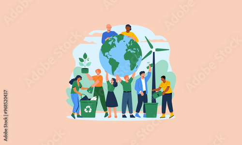 Group of people working together for environmental conservation and sustainability.