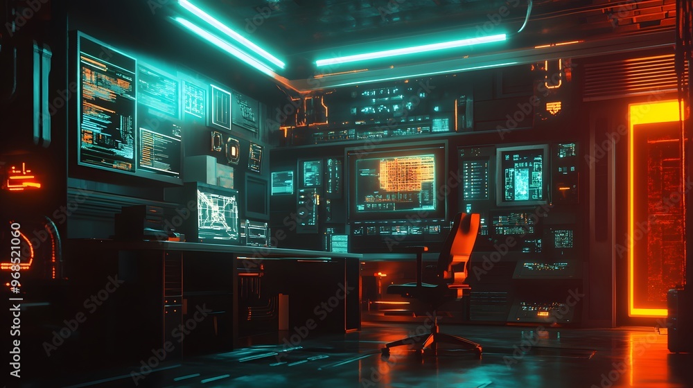 Futuristic Light Technology Control Room Futuristic Light Technology Control Room
