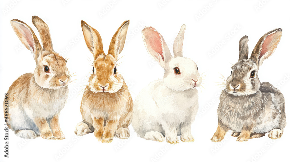 Cute Rabbits Watercolor. Cute Rabbits Watercolor.