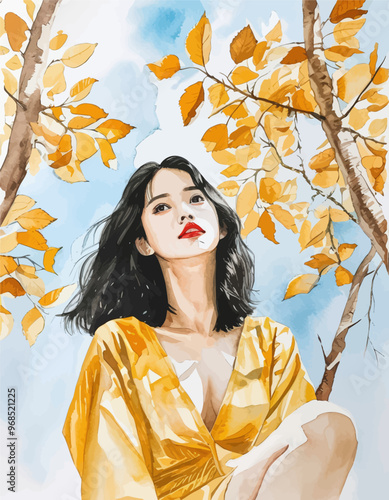 Autumn Leaves and Woman