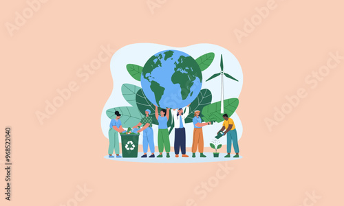 Group of people working together for environmental conservation and sustainability.