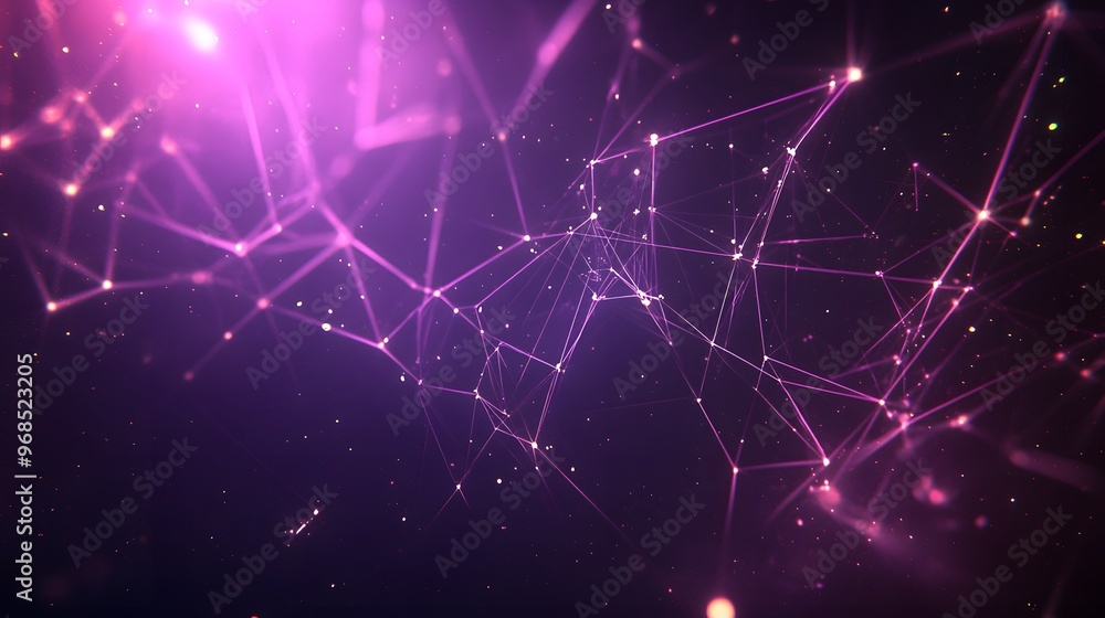 Abstract Purple Network Background with Glowing Lines and Particles Abstract Purple Network Background with Glowing Lines and Particles
