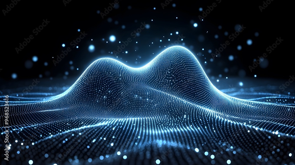 Abstract Blue Digital Wave with Glowing Particles Abstract Blue Digital Wave with Glowing Particles
