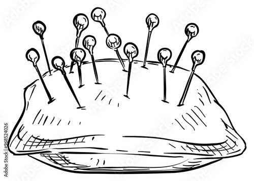 pincushions handdrawn illustration