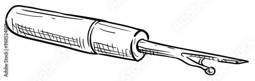 seam ripper handdrawn illustration