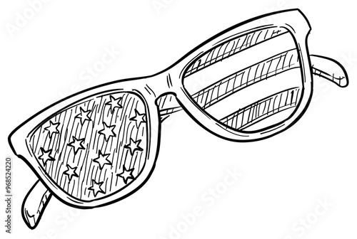 American glasses handdrawn illustration