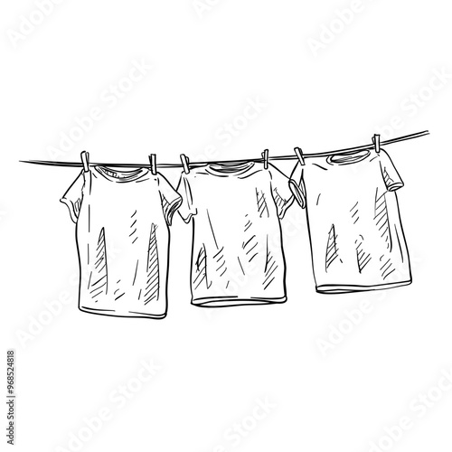 clothesline handdrawn illustration