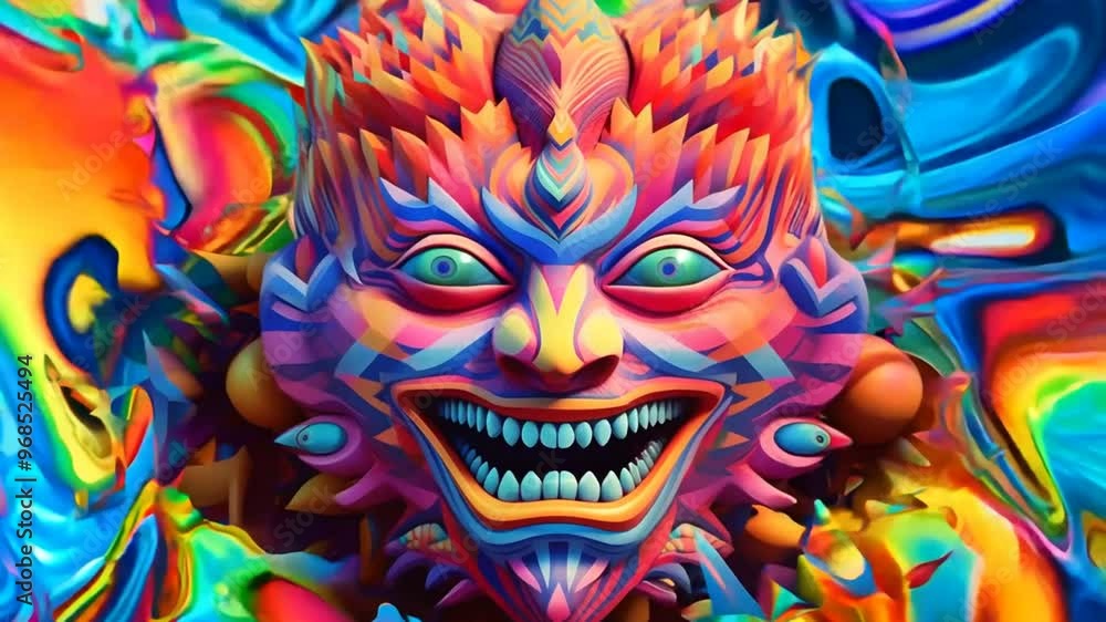 Colorful cartoon DMT entity with exaggerated features and psychedelic patterns, radiating otherworldly energy Colorful cartoon DMT entity with exaggerated features and psychedelic patterns, radiating otherworldly energy