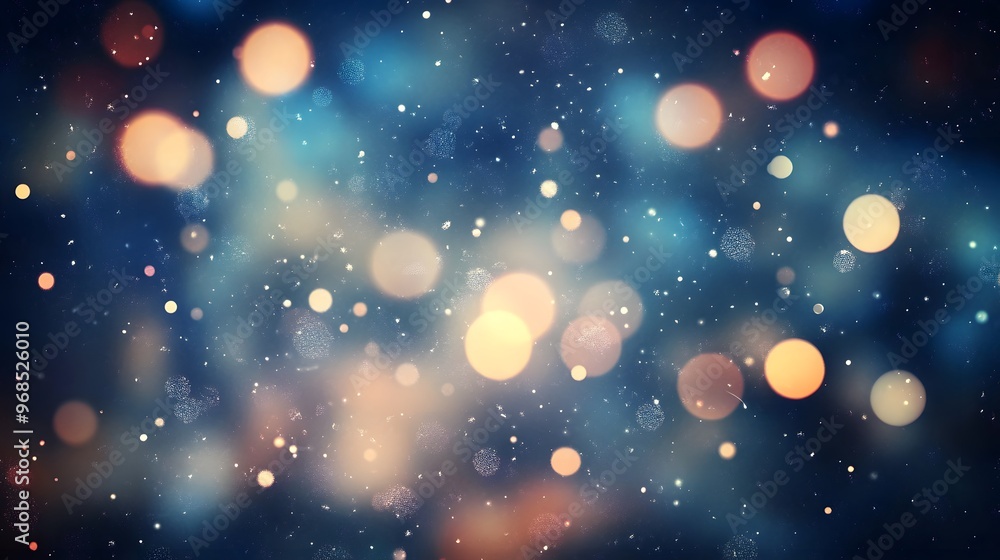 Obraz premium Abstract Bokeh Lights Background with Blue and Orange Tones