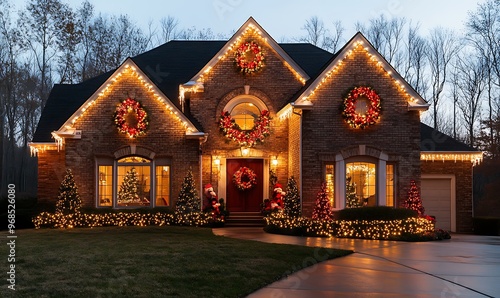 Stylish Christmas lights on the roof of your home, creating an enchanting and festive atmosphere for all to enjoy. A well-lit house with white LED Christmas light decoration