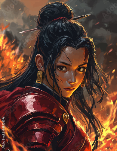 Fierce warrior in battle gear