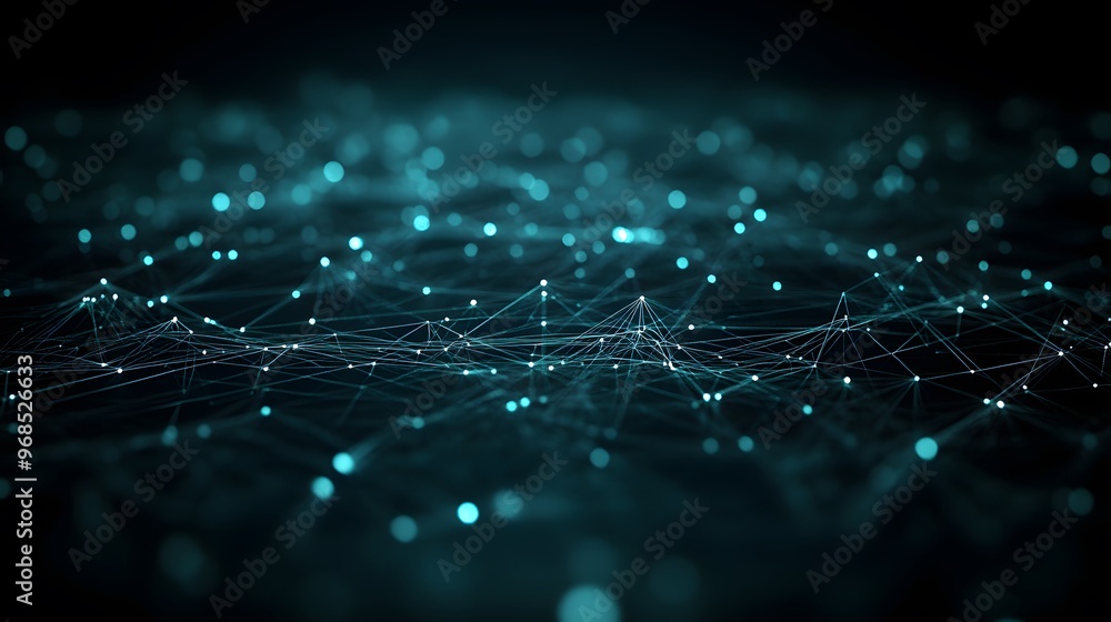 Abstract Blue Network Lines And Dots Technology Background Abstract Blue Network Lines And Dots Technology Background