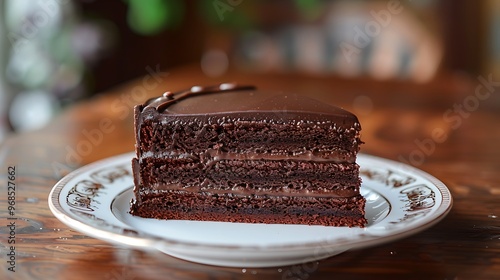 A decadent Sacher torte, a Viennese chocolate cake, no shadows The torte takes the spotlight, with no text, logo, signature, human body, people, or plants,  photo