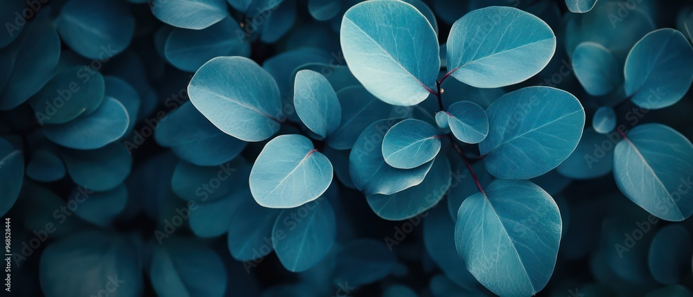 A close up of a leafy plant with a blue hue.Generative AI A close up of a leafy plant with a blue hue.Generative AI