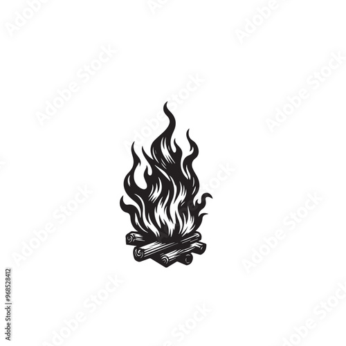Fire flame silhouette. Fire flame vector design isolated on white background. Fire flame icon, logo.