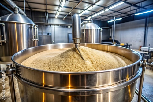 brewing, process, beer, ingredients, recipe, barley, brewing equipment, water, equipment, A low angle shot of the Homebrew Beer mashing process in a mash tun for all grain beer making