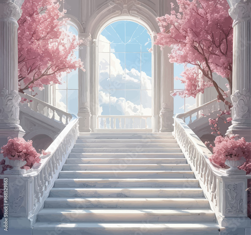 Pink Cherry Blossom Staircase