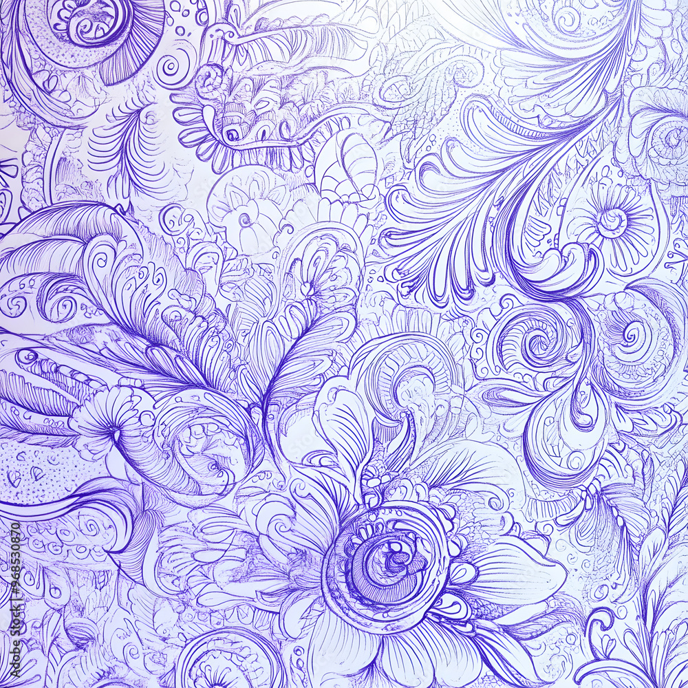 2D illustrator doodle-style floral and leaf graphics on a white background or wallpaper 2D illustrator doodle-style floral and leaf graphics on a white background or wallpaper