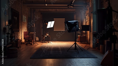 Photo Studio Interior With Lighting Equipment