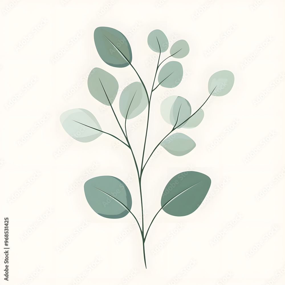 Fototapeta premium 2D illustrator doodle-style floral and leaf graphics on a white background or wallpaper