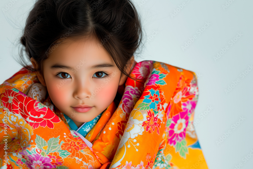 Asian girl with kimono celebrating the international day of peace and indigenous peoples Asian girl with kimono celebrating the international day of peace and indigenous peoples