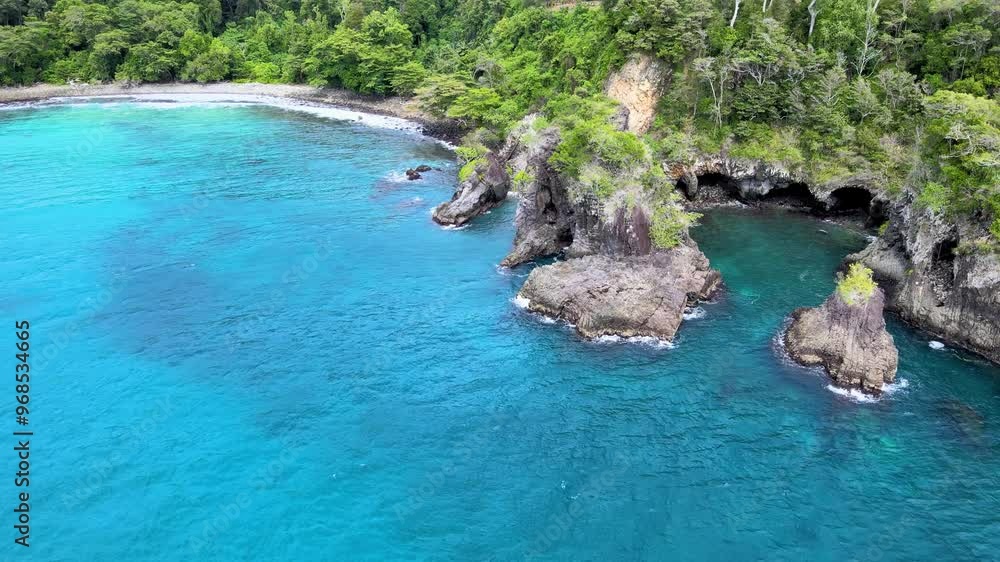 Aerial Glimpse of Ocean Waves Battling Rocky Shorelines Aerial Glimpse of Ocean Waves Battling Rocky Shorelines