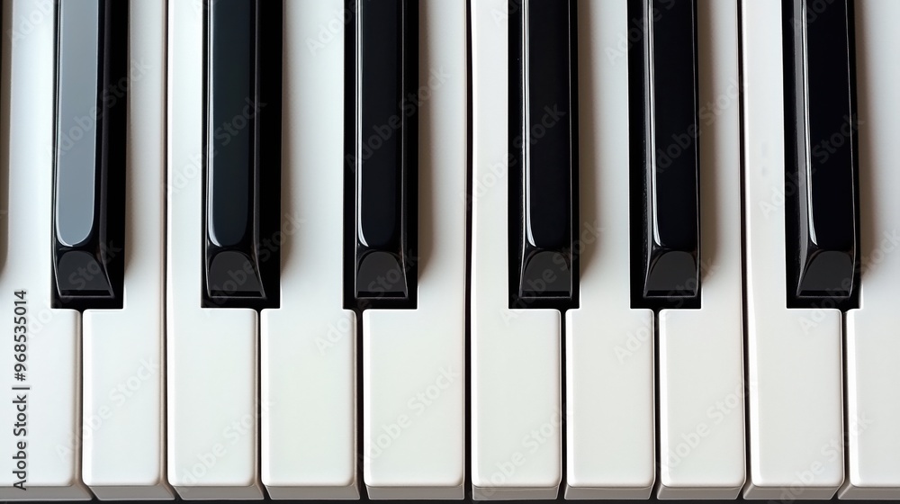 Piano keys, close-up, flat lay shot Piano keys, close-up, flat lay shot
