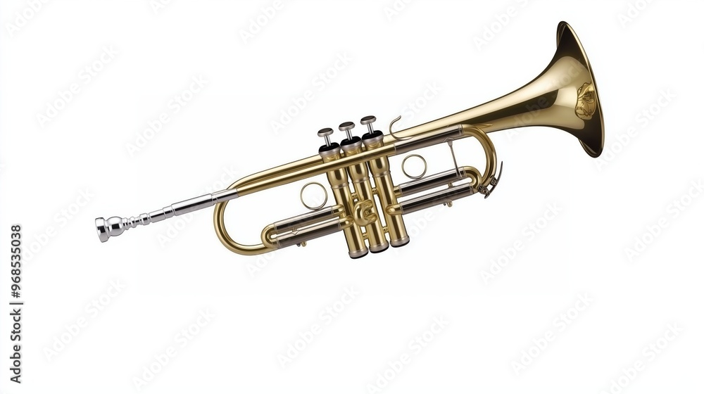 Brass trumpet isolated on a white background