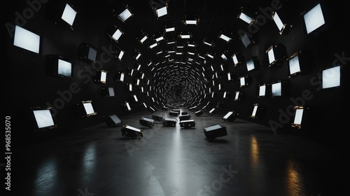 Iconic black and white film scenes framed in gold honoring audiovisual heritage