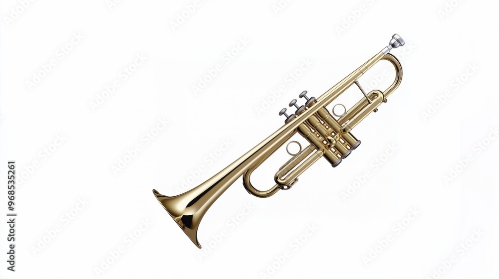 Obraz premium Brass trumpet isolated on a white background