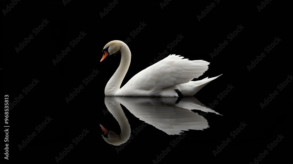 Obraz premium Swan isolated on a dark background