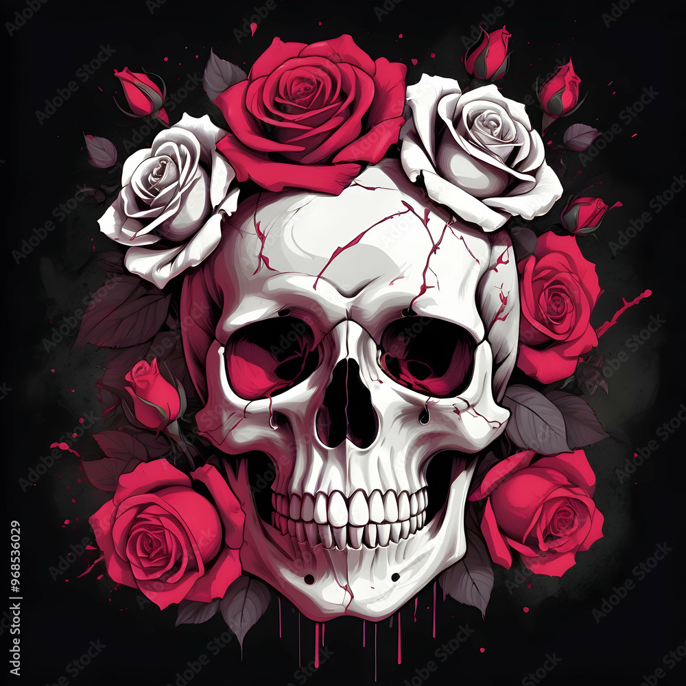 skull with rose skull with rose