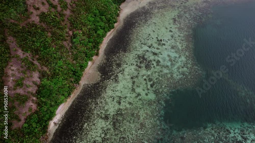 Wallpaper Mural Aerial top shot of coastal area of a beach and blue ocean in Philippines. Drone shot. Torontodigital.ca