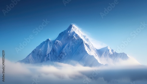 Wallpaper Mural Stunning mountain peak surrounded by clouds, showcasing breathtaking beauty and serene nature in a clear blue sky. Torontodigital.ca