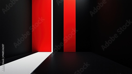 Black, white, red stripes background on a wall 