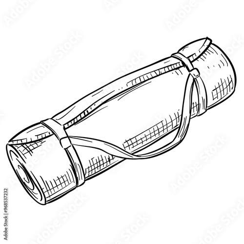 camping roll mat handdrawn illustration