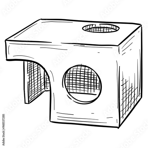 pet cage handdrawn illustration