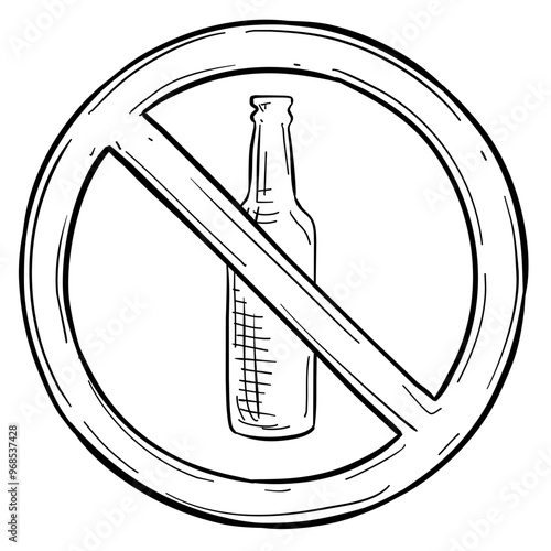 no alcohol handdrawn illustration