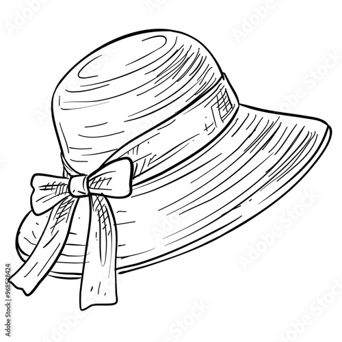 beach hat handdrawn illustration