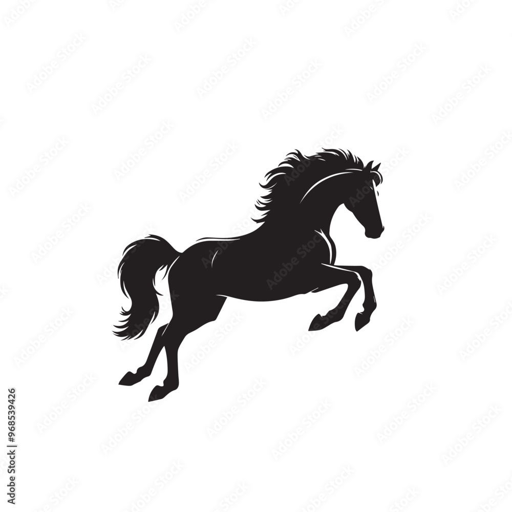 Horse silhouette. Running horse silhouette. Jumping horse vector design on white background. Horse logo, icon.