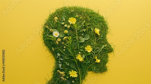 silhouette of a human being made of flowers