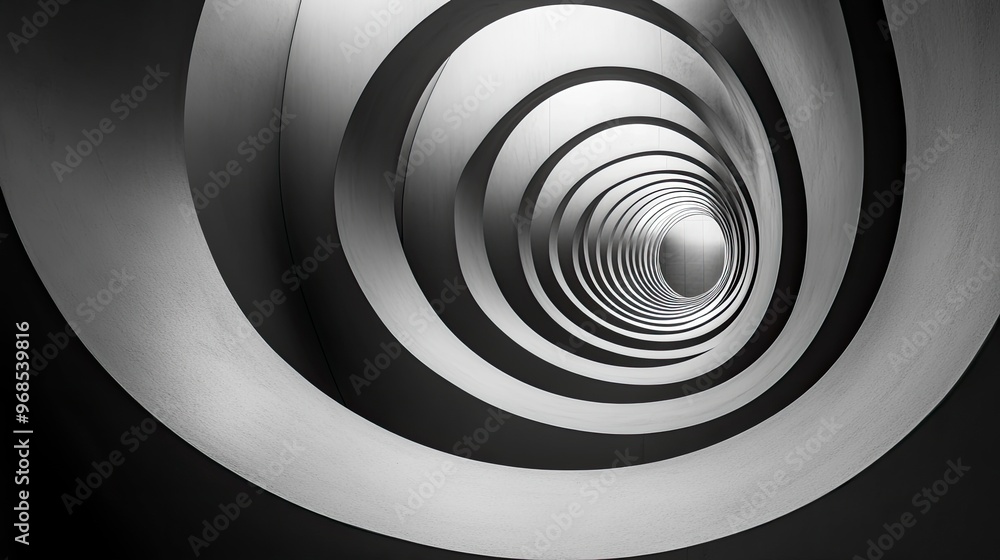 Fototapeta premium Circles, rotating around a central point, shades of grey, soft shadow